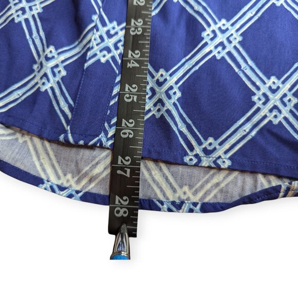 NWOT C. Wonder Printed Button Down Top Navy & White Patterned Size 12 - Picture 14 of 16